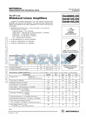 CA4800CS datasheet - The RF Line Wideband Linear Amplifiers