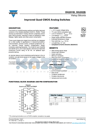 DG201BAK datasheet - Improved Quad CMOS Analog Switches