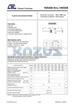 1N5401 datasheet - PLASTIC SILICON RECTIFIERS