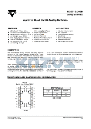 DG201BDJ datasheet - Improved Quad CMOS Analog Switches