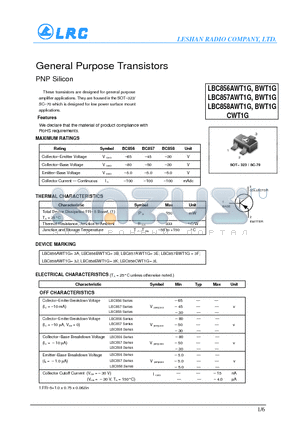 CWT1G datasheet - General Purpose Transistors PNP Silicon