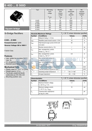 B500D datasheet - Si-Bridge Rectifiers