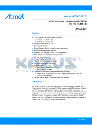 AT24C512C-SSHD-T datasheet - I2C-Compatiable (2-wire) Serial EEPROM 512-Kbit