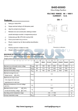 B500D datasheet - Silicon Bridge Rectifiers