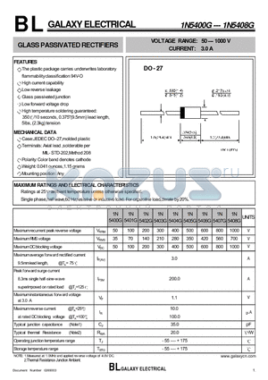 1N5401G datasheet - GLASS PASSIVATED RECTIFIERS