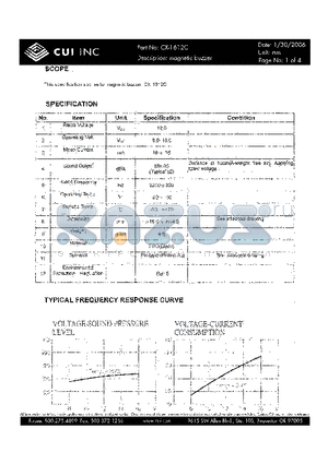 CX-1612C datasheet - Magnetic buzzer