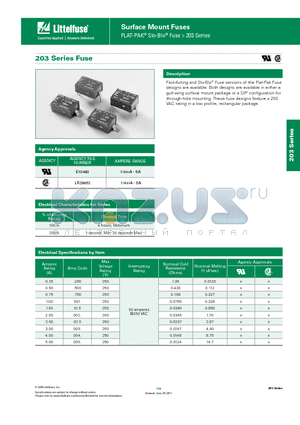 0203.250URG datasheet - 203 Series Fuse