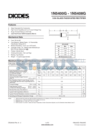 1N5401G-B datasheet - 3.0A GLASS PASSIVATED RECTIFIER