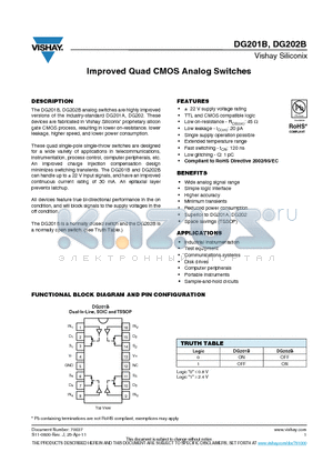 DG202BDQ-T1 datasheet - Improved Quad CMOS Analog Switches