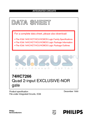 74HC7266 datasheet - Quad 2-input EXCLUSIVE-NOR gate