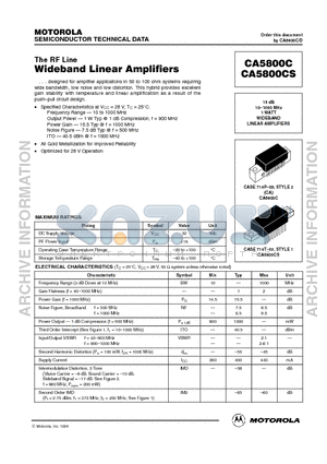 CA5800C datasheet - The RF Line Wideband Linear Amplifiers