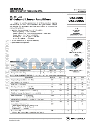 CA5800CS datasheet - The RF Line Wideband Linear Amplifiers