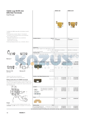 0205100000 datasheet - Cable Lug 32/35 mm DIN-Rail Terminals