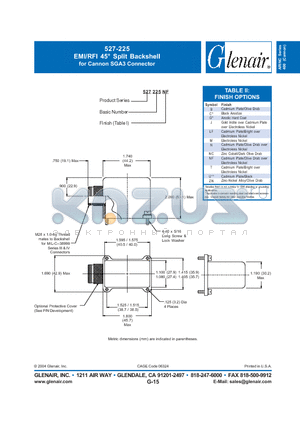 527225LF datasheet - EMI/RFI 45 Split Backshell for Cannon SGA3 Connector