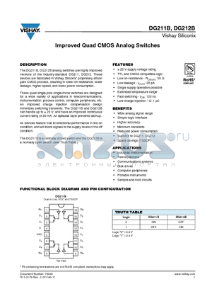 DG211BDJ-E3 datasheet - Improved Quad CMOS Analog Switches