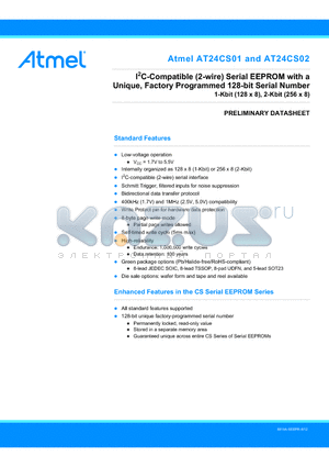 AT24CS01-SSUM-T datasheet - I2C-Compatible (2-wire) Serial EEPROM