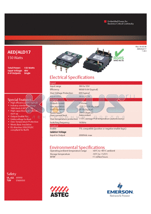 ALD17Q50N-6 datasheet - Industry standard package 16th Brick 0.90 x 1.30