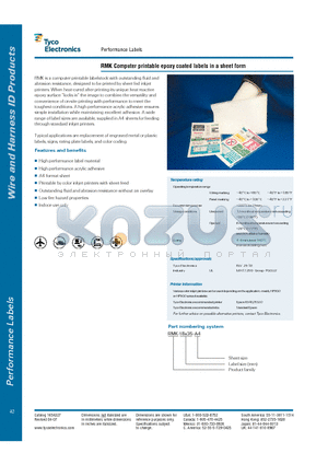 020557-000 datasheet - RMK Computer printable epoxy coated labels in a sheet form