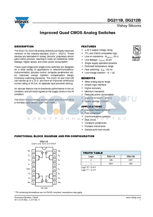 DG211BDQ-E3 datasheet - Improved Quad CMOS Analog Switches