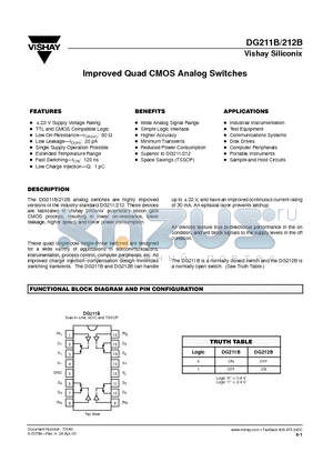 DG211BDY datasheet - Improved Quad CMOS Analog Switches