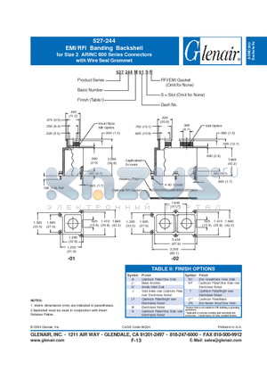 527244B01 datasheet - EMI/RFI Banding Backshell for Size 2 ARINC 600 Series Connectors