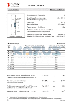 1N5402K datasheet - Silicon Rectifiers