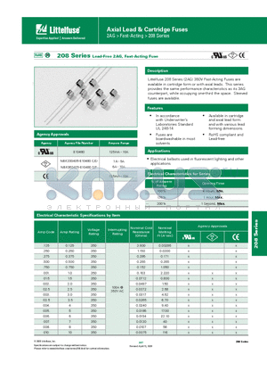 02080.500MXEP datasheet - Axial Lead & Cartridge Fuses