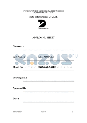 DG24064-2-S1RB datasheet - SPECIFICATIONS FOR LIQUID CRYSTAL DISPLAY MODULE