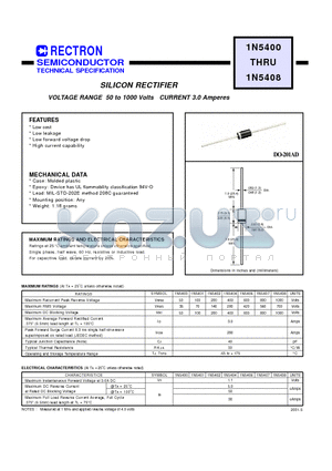 1N5404 datasheet - SILICON RECTIFIER