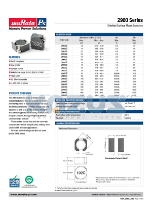 29152C datasheet - Shielded Surface Mount Inductors