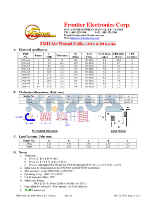 291A-02 datasheet - SMD Air Wound Coils