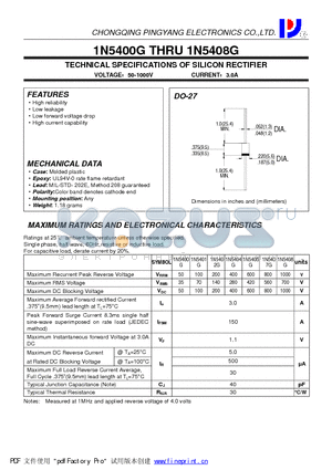 1N5404G datasheet - TECHNICAL SPECIFICATIONS OF SILICON RECTIFIER