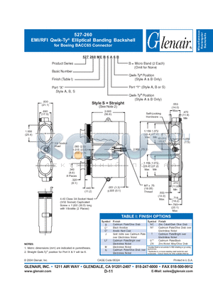 527260BA datasheet - EMI/RFI Qwik-Ty Elliptical Banding Backshell for Boeing BACC65 Connector