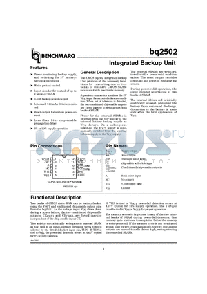 BQ2502MA datasheet - Integrated Backup Unit
