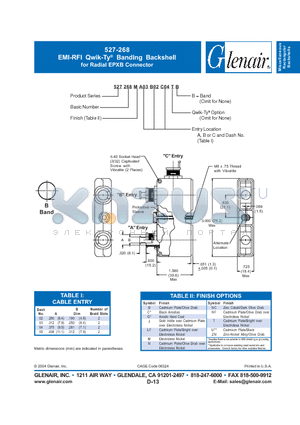 527268M datasheet - EMI-RFI Qwik-Ty Banding Backshell for Radial EPXB Connector