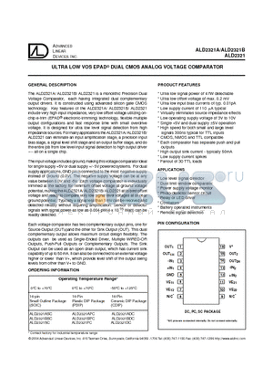 ALD2321BSC datasheet - ULTRA LOW VOS EPAD DUAL CMOS ANALOG VOLTAGE COMPARATOR