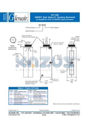 527280LF datasheet - EMI/RFI Split Qwik-Ty Banding Backshell