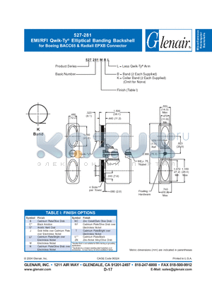 527281JK datasheet - EMI/RFI Qwik-Ty Elliptical Banding Backshell