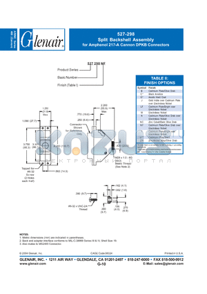 527298M datasheet - Split Backshell Assembly for Amphenol 217-A Cannon DPKB Connectors