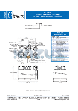 527305B datasheet - EMI/RFI Backshell Assembly for Size 3 ARINC 600 Series Connectors