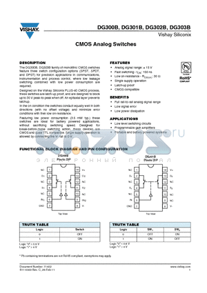 DG301BDJ-E3 datasheet - CMOS Analog Switches