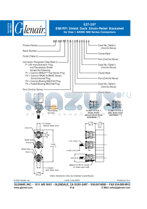 527527LFP1A datasheet - EMI/RFI Shield Sock Strain-Relief Backshell EMI/RFI Shield Sock Strain-Relief Backshell