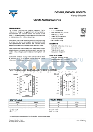 DG304BDJ-E3 datasheet - CMOS Analog Switches