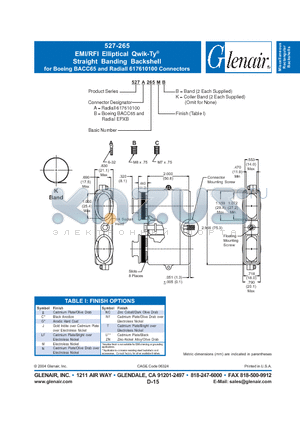 527A265B datasheet - EMI/RFI Elliptical Qwik-Ty Straight Banding Backshell