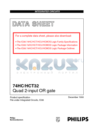 74HCT32 datasheet - Quad 2-input OR gate