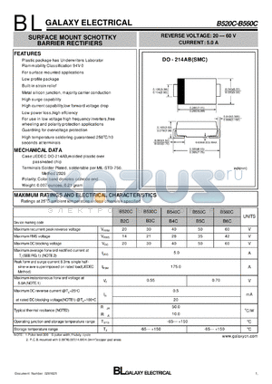 B520C datasheet - SURFACE MOUNT SCHOTTKY BARRIER RECTIFIERS