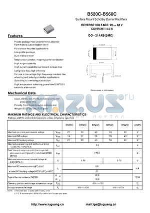 B520C datasheet - Surface Mount Schottky Barrier Rectifiers