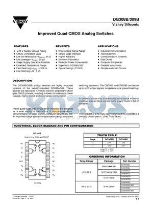 DG308BDJ datasheet - Improved Quad CMOS Analog Switches