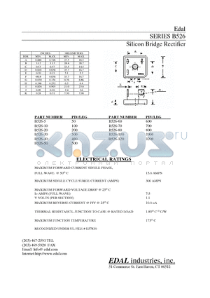 B526-20 datasheet - Silicon Bridge Rectifier