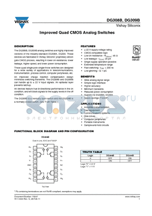 DG308BDQ-E3 datasheet - Improved Quad CMOS Analog Switches